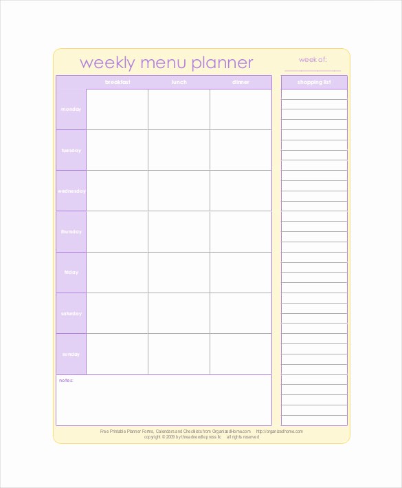 Weekly Meal Planner Template Pdf Beautiful 31 Menu Planner Templates Free Sample Example format