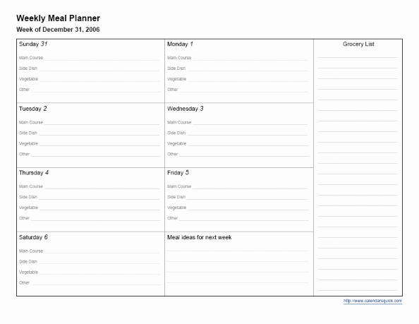 Weekly Meal Planner Template Pdf Beautiful Printable Weekly Meal Planner Calendarsquick