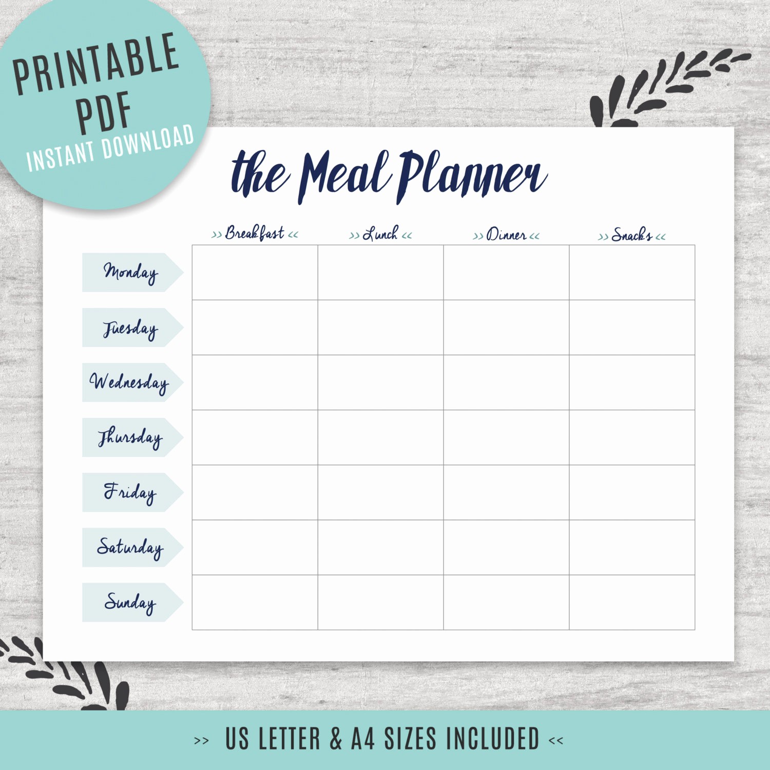 Weekly Meal Planner Template Pdf Luxury Printable Meal Planner Weekly Meal Planner Us Letter