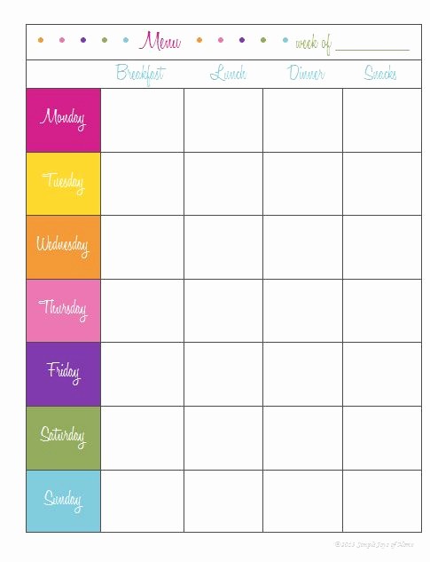 Weekly Meal Planner Templates Free Awesome Family Weekly Menu Template
