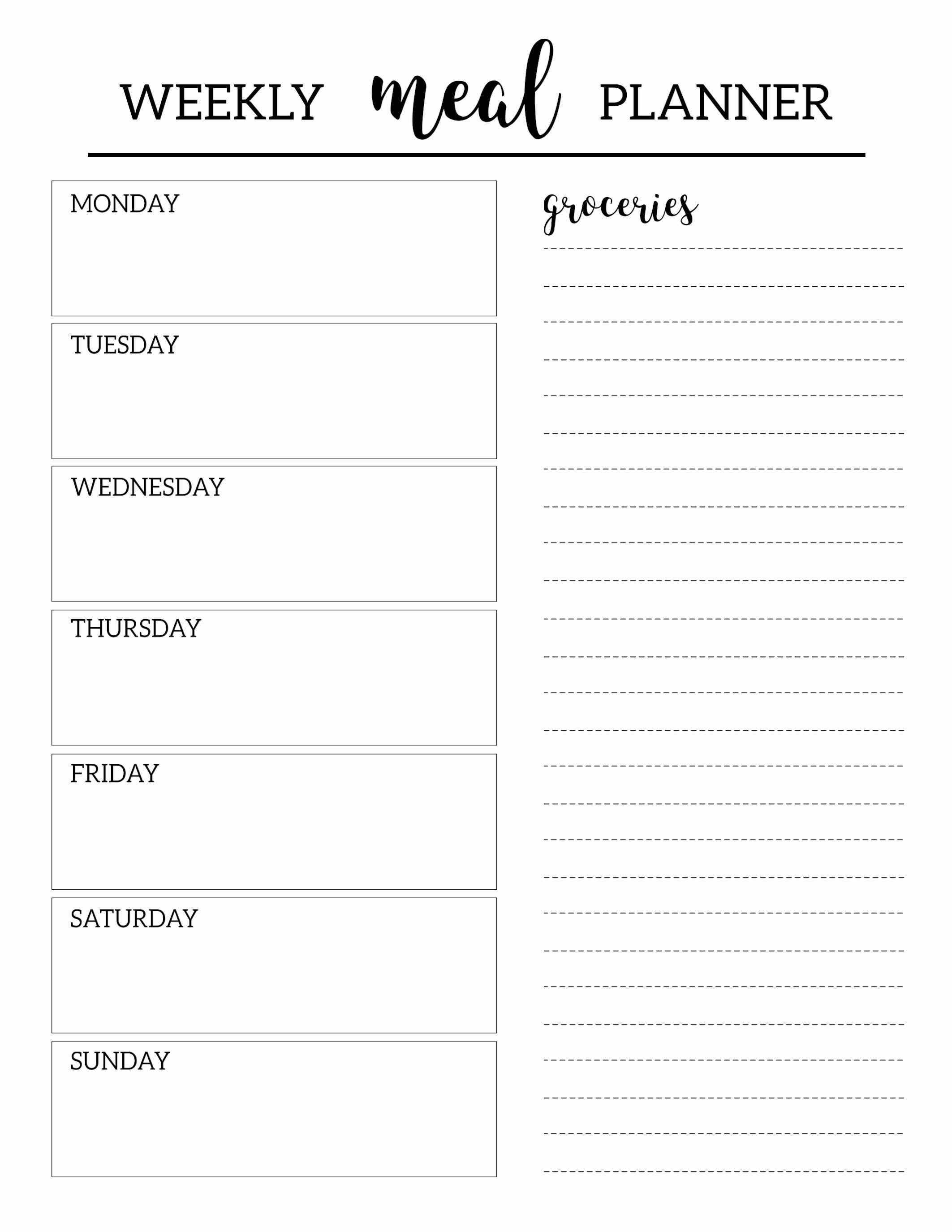 Weekly Meal Planner Templates Free Awesome Free Printable Meal Planner Template organization