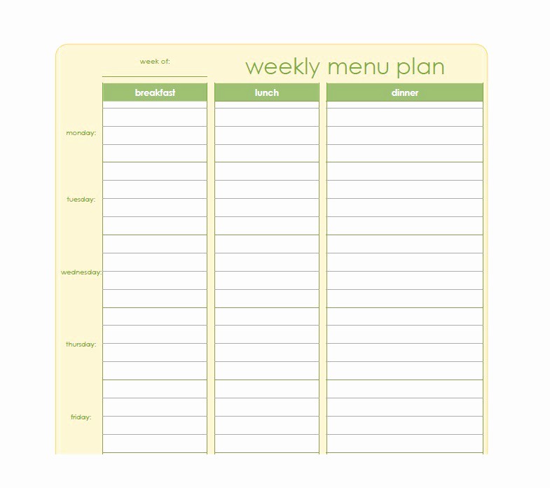 Weekly Meal Planner Templates Free Beautiful 40 Weekly Meal Planning Templates Template Lab