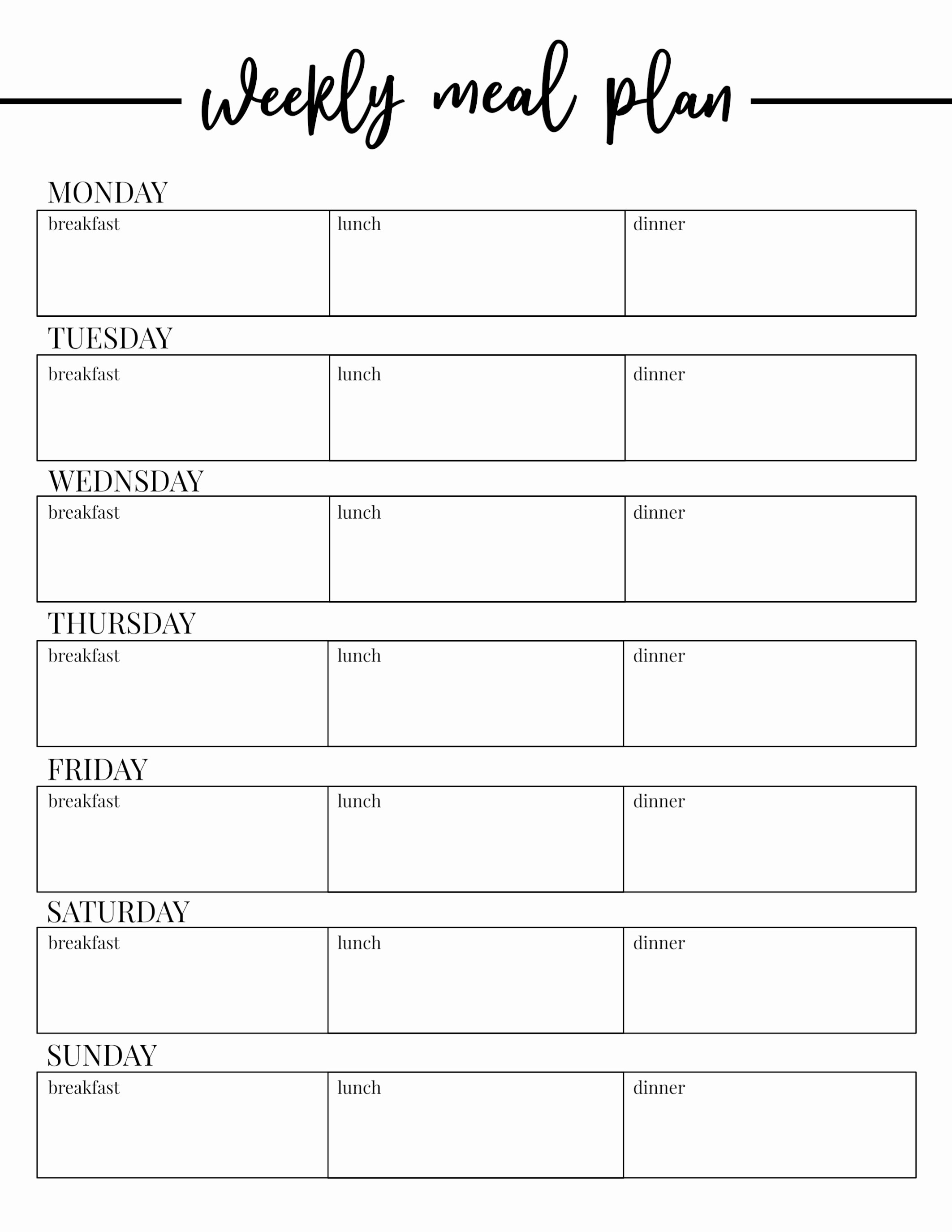 Weekly Meal Planner Templates Free Beautiful Free Printable Weekly Meal Plan Template Paper Trail Design
