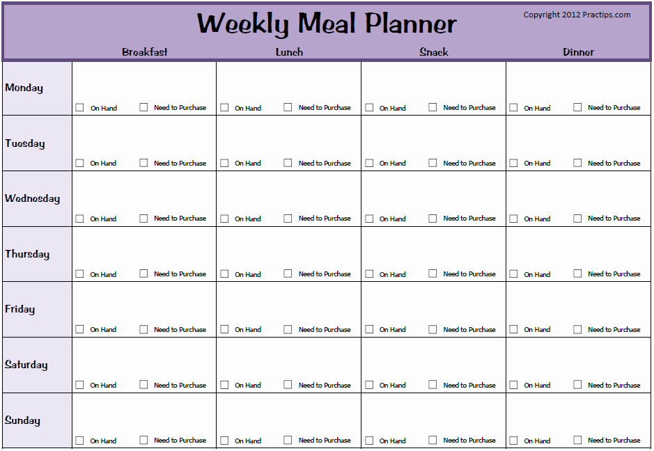 Weekly Meal Planner Templates Free Fresh Meal Plan Template