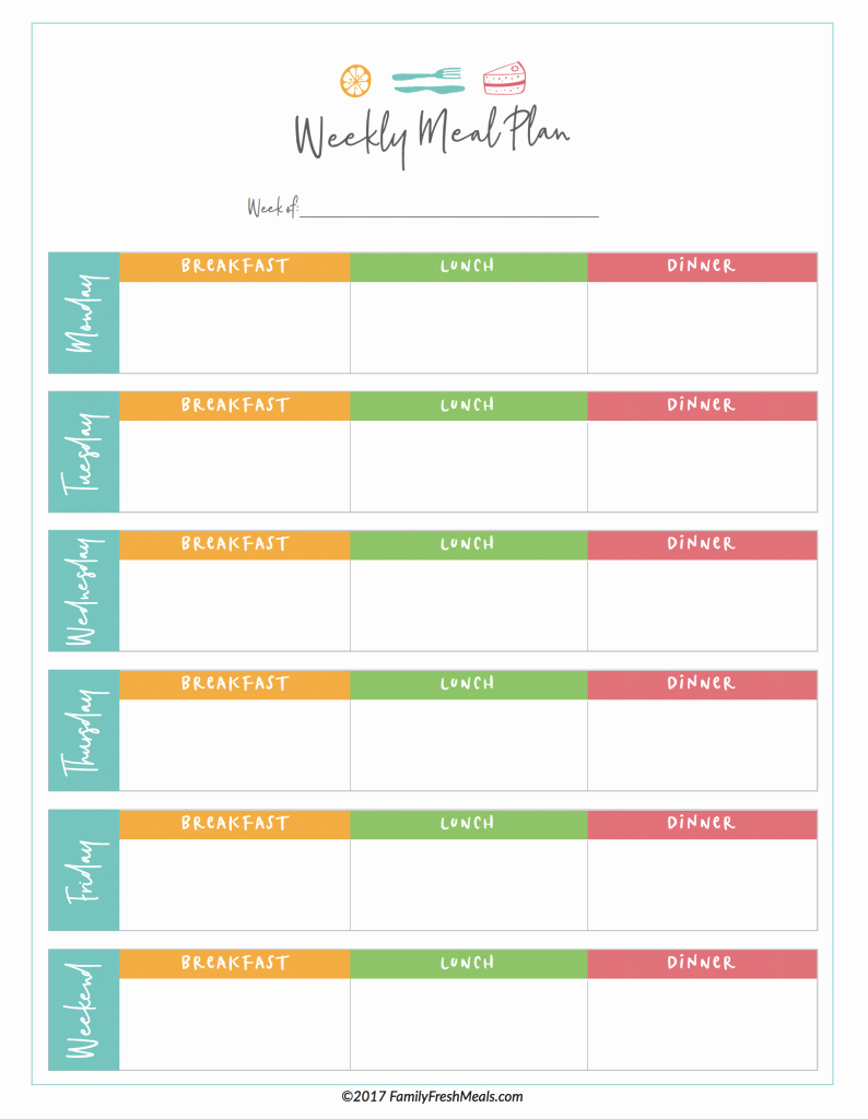 Weekly Meal Planner Templates Free Lovely Free Meal Plan Printables Family Fresh Meals
