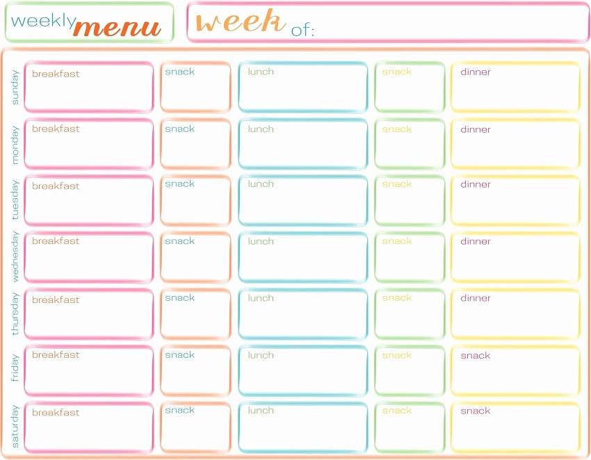 Weekly Meal Planner Templates Free Unique 45 Printable Weekly Meal Planner Templates