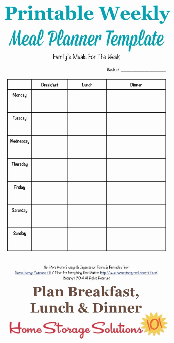 Weekly Meal Planning Template Free Best Of Printable Weekly Meal Planner Template