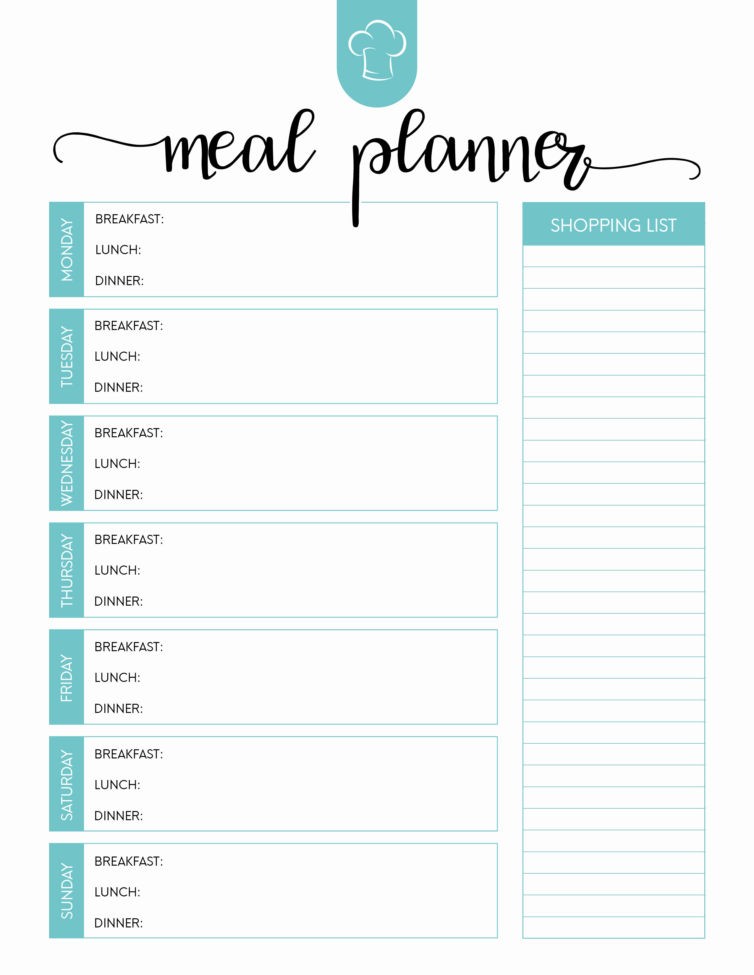 Weekly Meal Planning Template Free Elegant Free Printable Meal Planner Set the Cottage Market