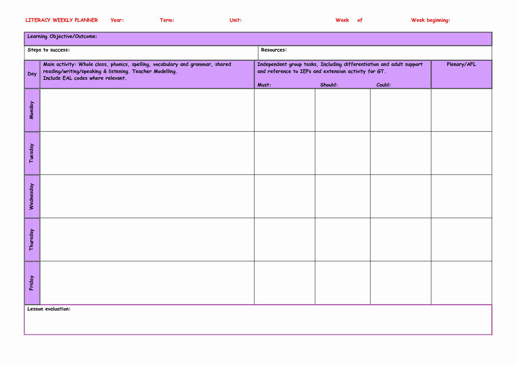 Weekly Planner Template for Teachers Luxury Teacher Weekly Planner Template Templates Data