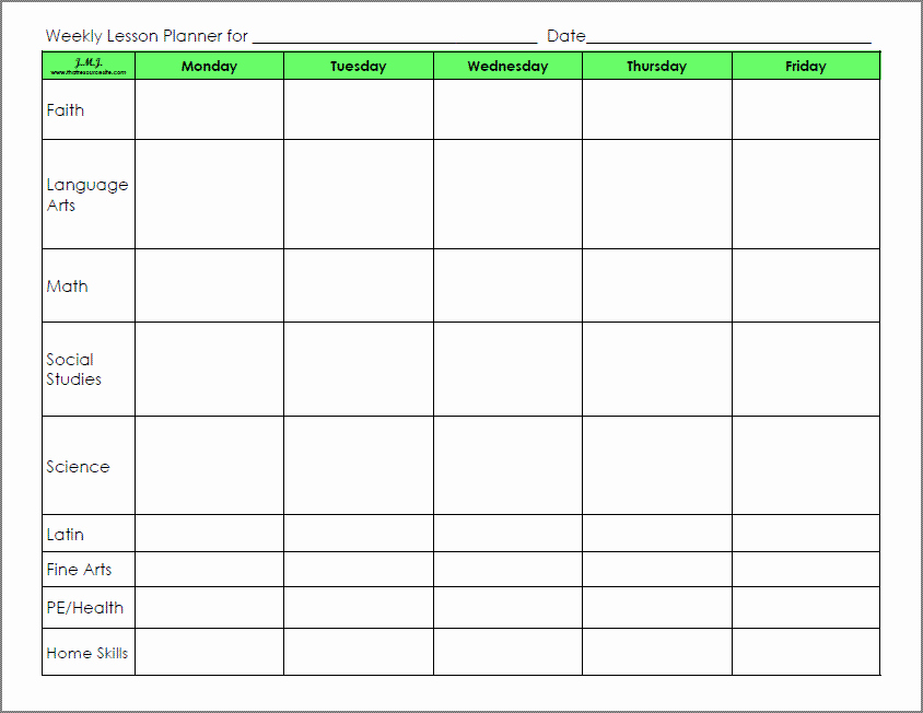 Weekly Planner Template for Teachers Unique Blank Preschool Weekly Lesson Plan Template