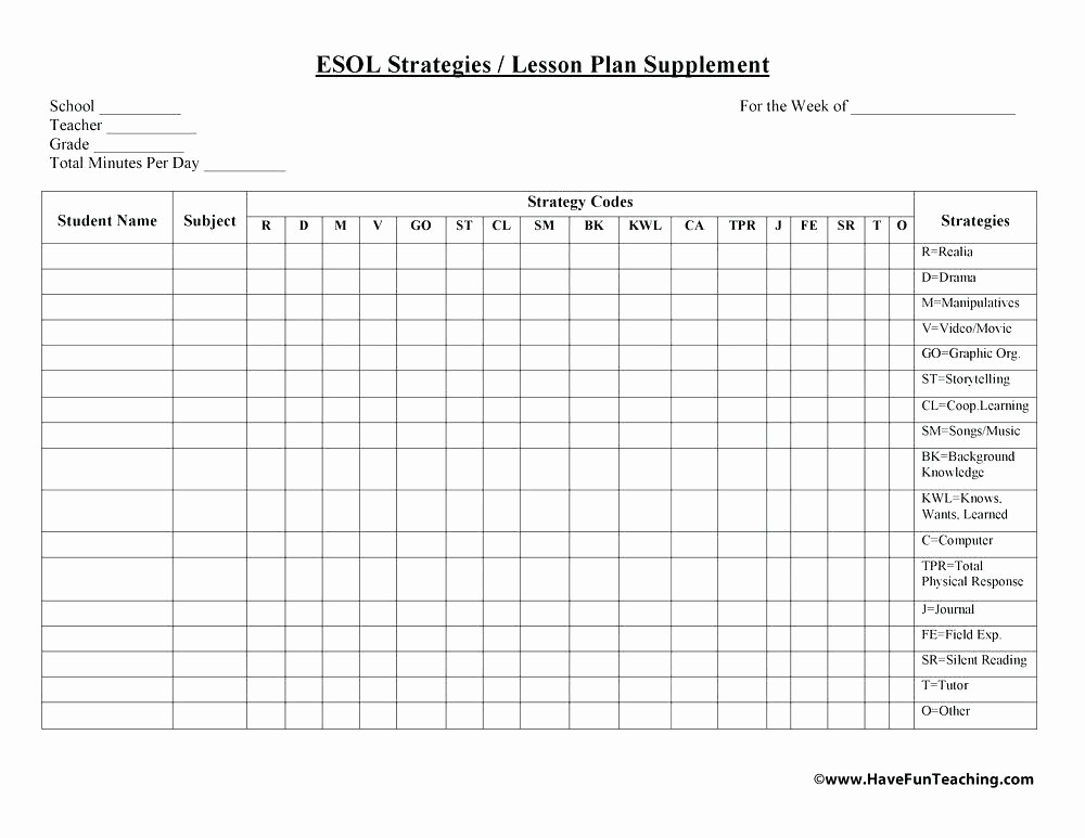Weekly Planning Template for Teachers Fresh Weekly Plan format Teachers Planning Template for Best