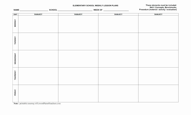 Weekly Planning Template for Teachers Luxury Free Weekly Lesson Plan Templates for Elementary Teachers