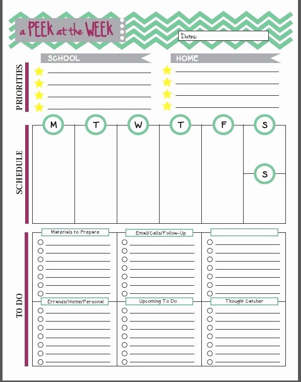Weekly Planning Template for Teachers Unique 13 Free Printables for Teachers