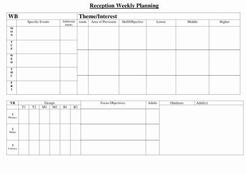 Weekly Planning Template for Teachers Unique Weekly Planning Sheet Reception by Hyssop Puppy