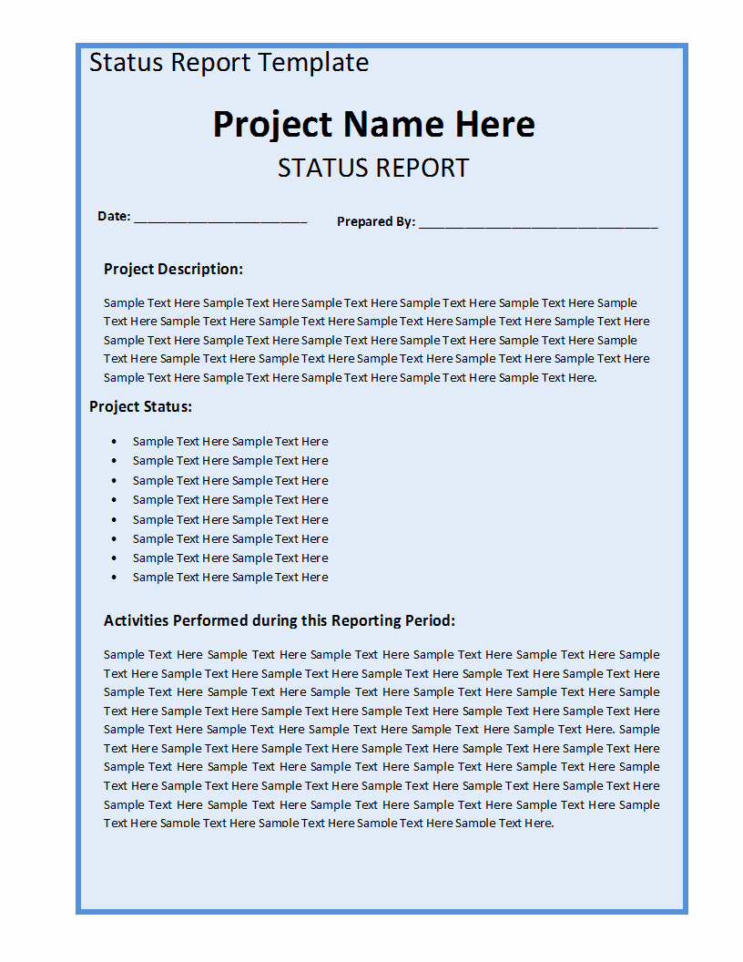 Weekly Project Status Report Templates Fresh Weekly Status Report Template Free formats Excel Word