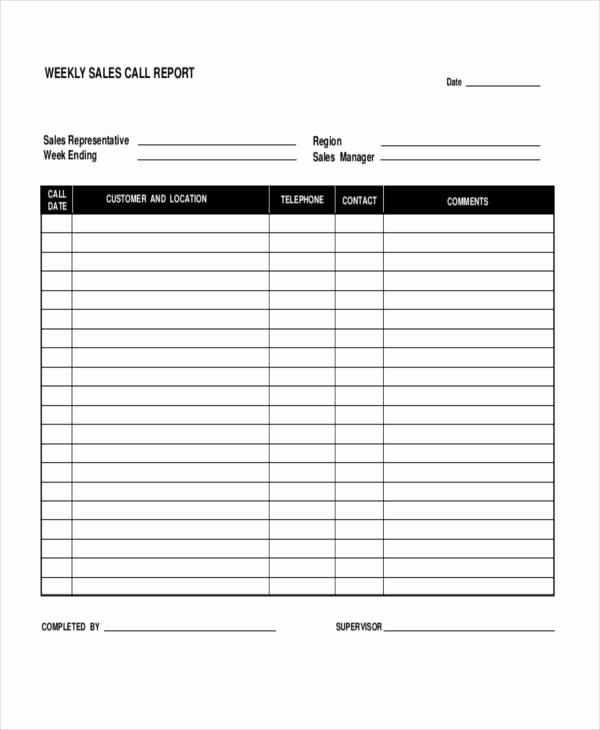 Weekly Sales Call Report Template Awesome Sales Call Report Template 11 Free Word Pdf format