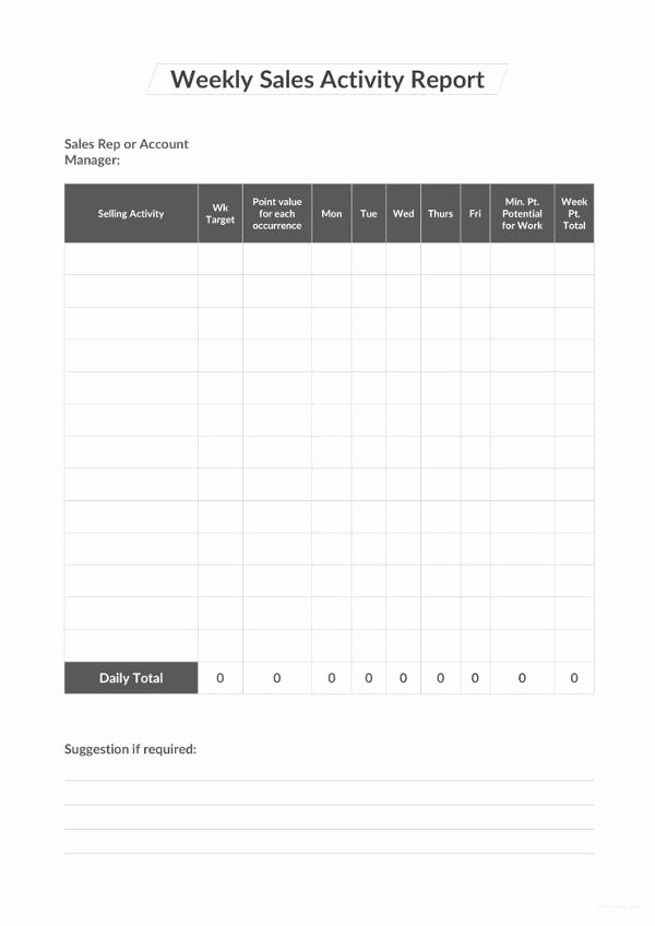 Weekly Sales Call Report Template Inspirational 33 Weekly Activity Report Templates Pdf Doc