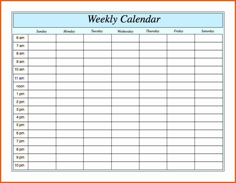Weekly Schedule by Hour Template Best Of Weekly Schedule Template