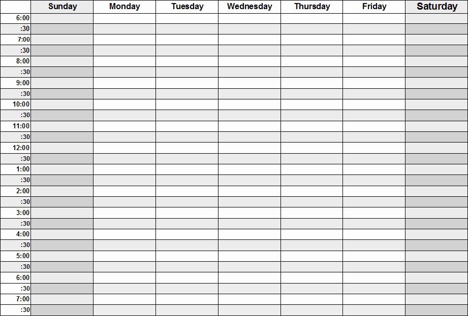 Weekly Schedule by Hour Template Elegant Weekly Calendar by Hour