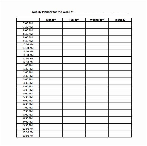 Weekly Schedule by Hour Template Inspirational Hourly Schedule Template 35 Free Word Excel Pdf