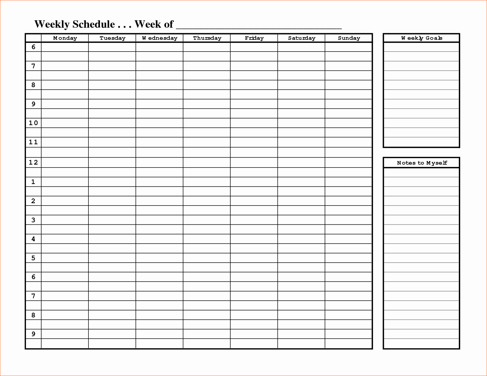 Weekly Schedule by Hour Template Lovely 10 Free Weekly Schedule Template