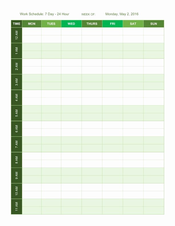 Weekly Schedule by Hour Template Lovely Free Work Schedule Templates for Word and Excel