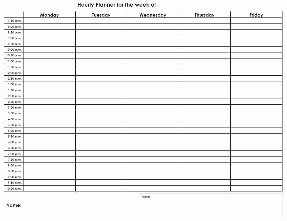 Weekly Schedule by Hour Template Luxury Free Printable Hourly Schedule Planner