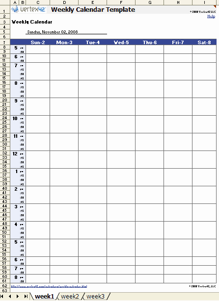 Weekly Schedule by Hour Template New 4 Printable Weekly Calendar with Hours