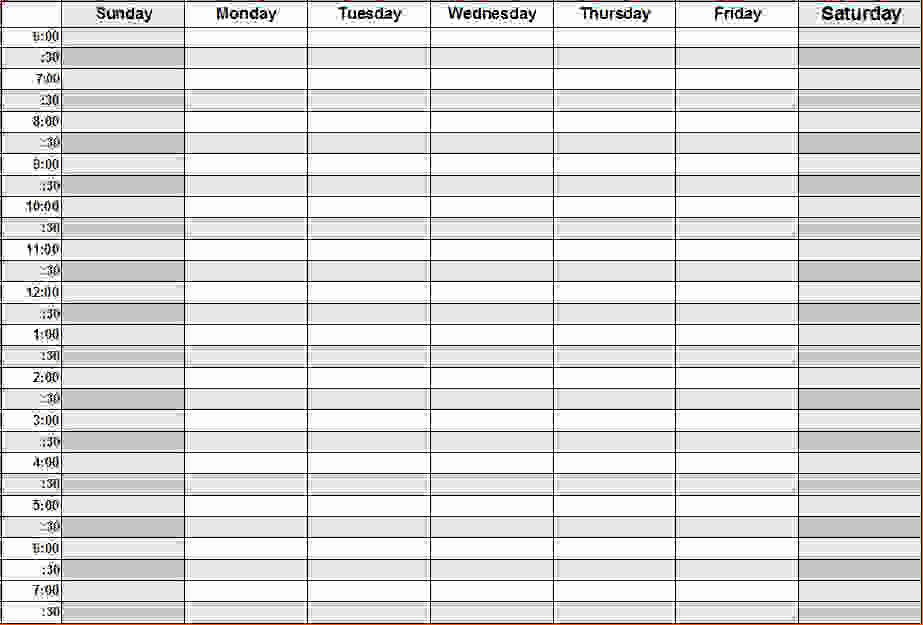 Weekly Schedule by Hour Template New 8 Printable Weekly Calendar with Hours