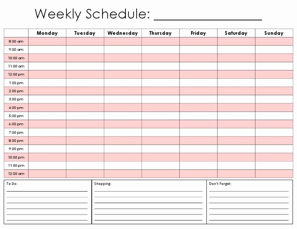 Weekly Schedule by Hour Template New Daily Calendar