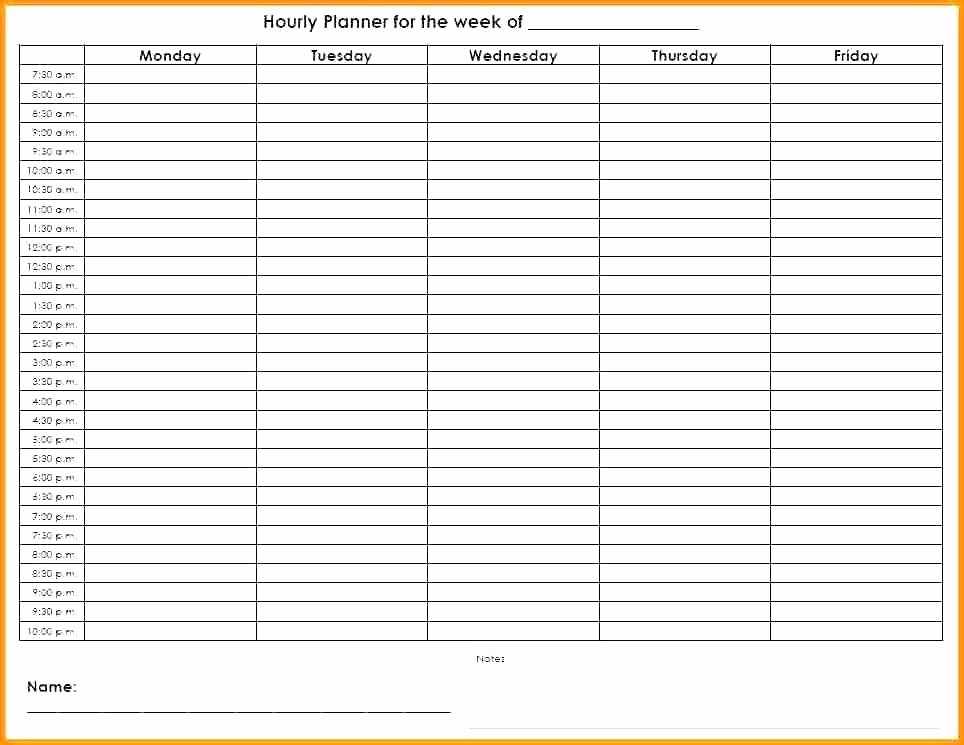 Weekly Schedule Template with Hours New Blank 24 Hour Weekly Schedule Y Excel Planner Work