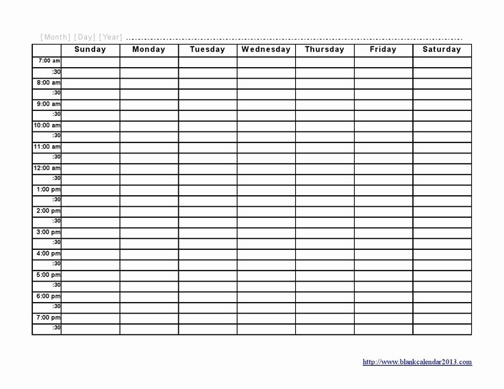 Weekly Schedule Template with Time Best Of Blank Weekly Calendar Template