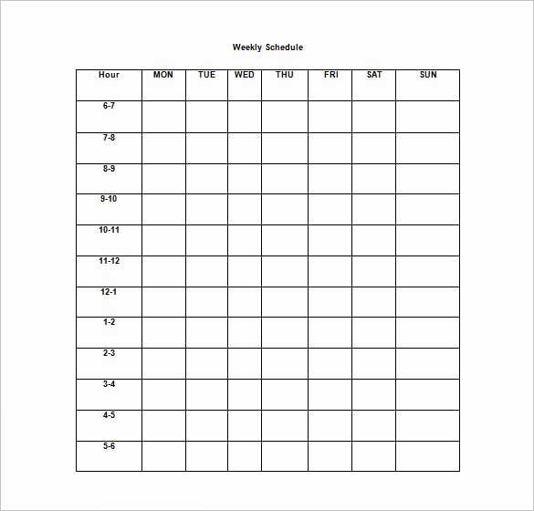 Weekly Schedule Template with Time Lovely Weekly Schedule Template 12 Free Word Excel Pdf