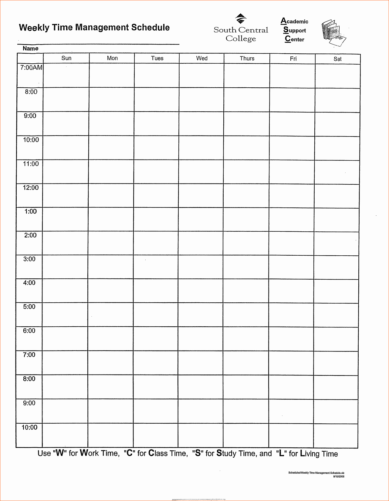 Weekly Schedule Template with Time New 10 Time Schedule Template
