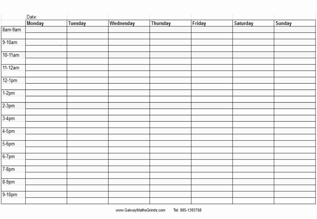 Weekly Schedule Template with Time New 9 Best Of Printable Blank Weekly Time Slots