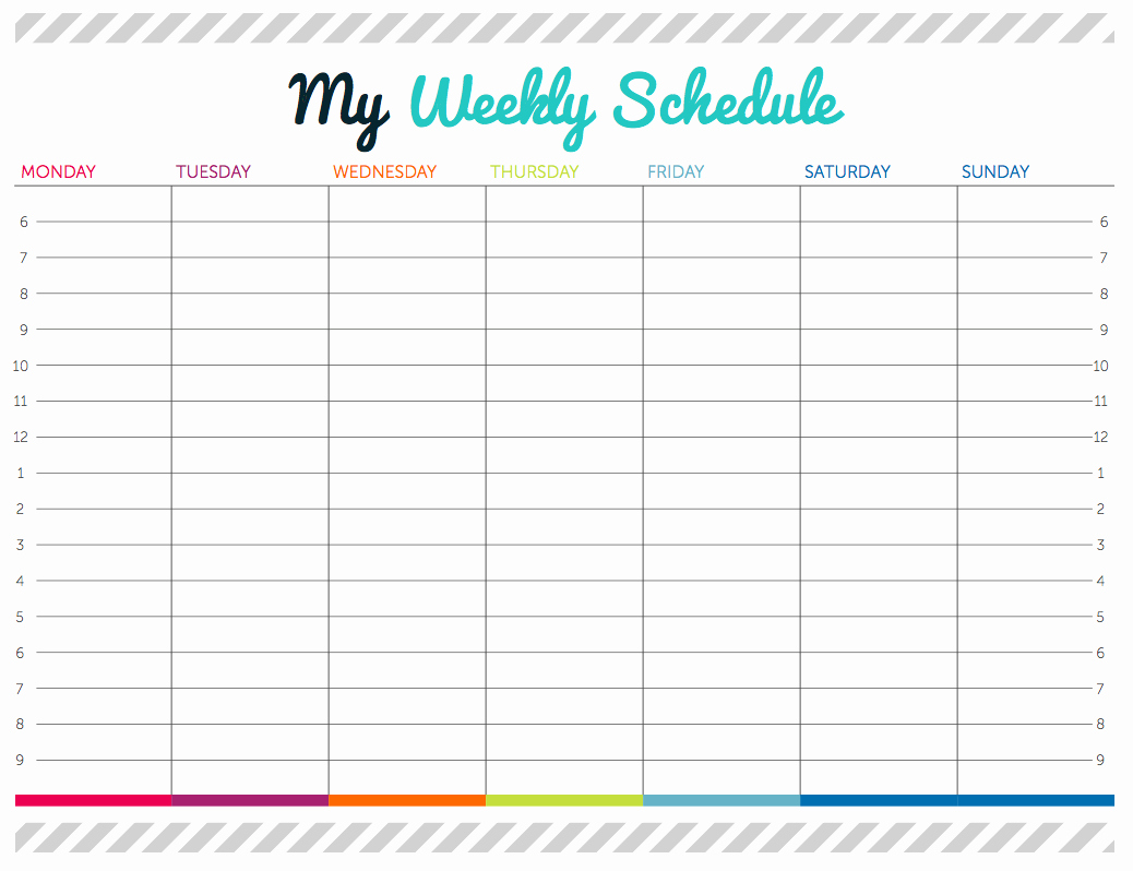 Weekly Schedule Template with Time New Time Management