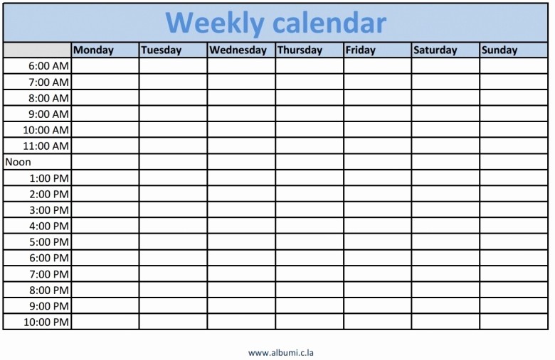 Weekly Schedule Template with Time Unique Weekly Calendar with Time Slots Template