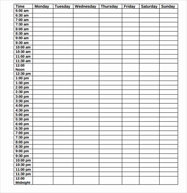 Weekly Schedule with Times Template Best Of 23 Printable Daily Schedule Templates – Pdf Excel Word