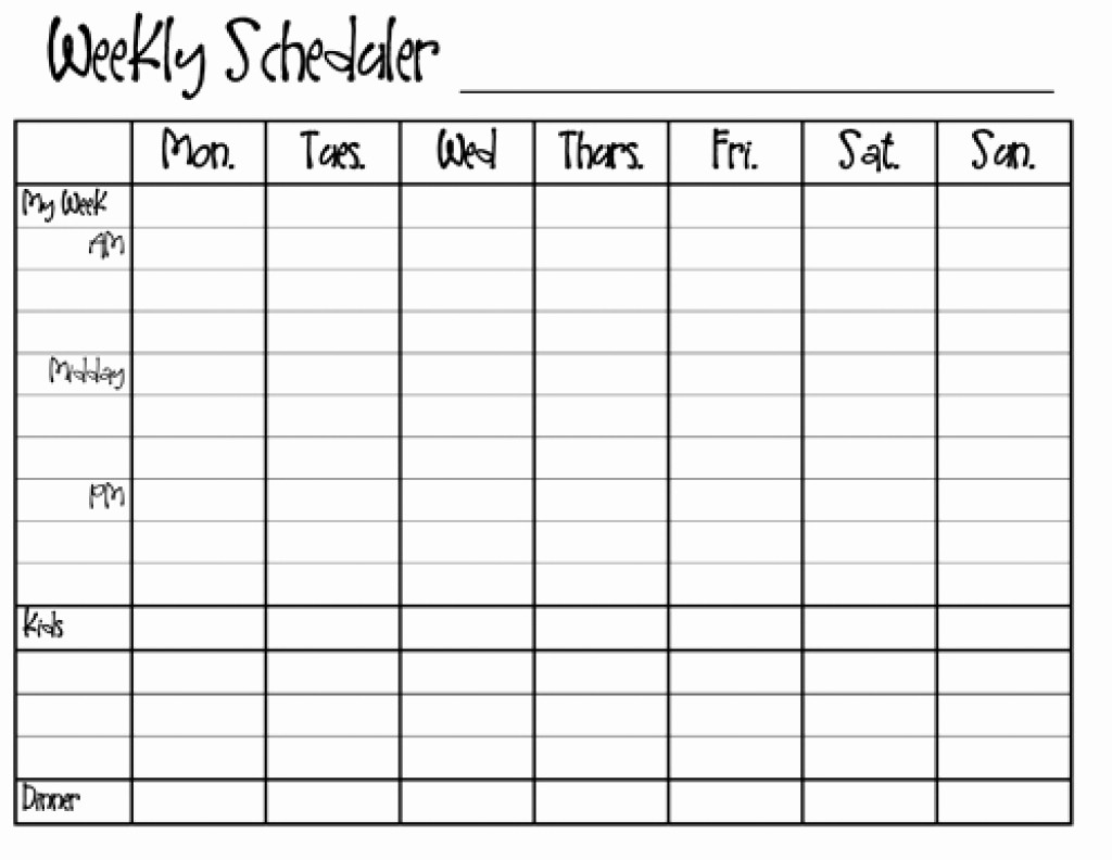 Weekly Schedule with Times Template Fresh Monday Through Sunday Calendar