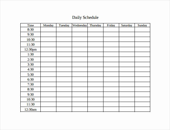 Weekly Schedule with Times Template Lovely Timetable Templates – 14 Free Word Pdf Documents