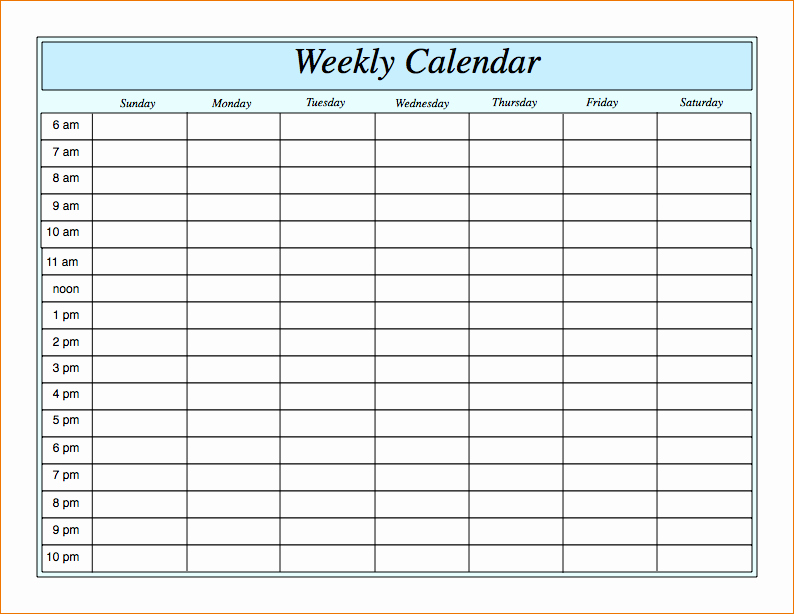 Weekly Schedule with Times Template Luxury 3 Blank Weekly Calendar Template
