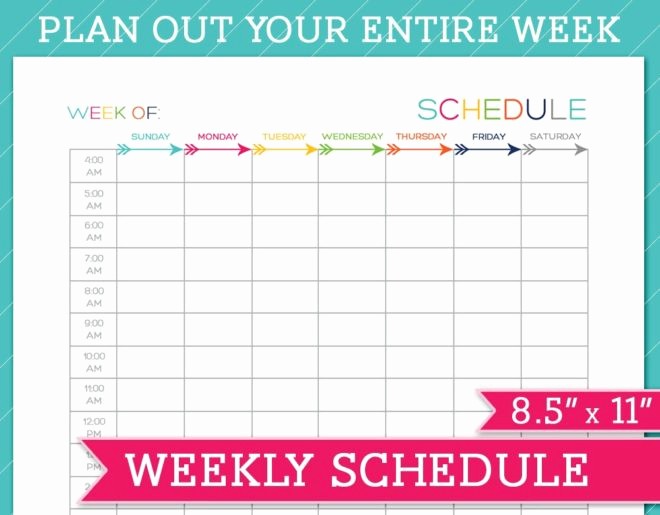 Weekly Schedule with Times Template Unique Printable Weekly Schedule Template Sample for Girl V M D