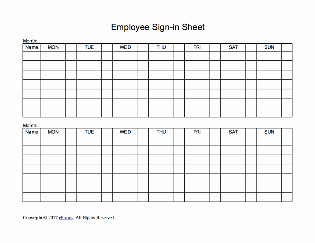 Weekly Sign In Sheet Template Awesome Two Week Employee Sign In Sheet Template