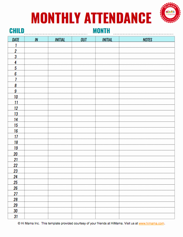 Weekly Sign In Sheet Template Elegant Himama Daycare Sign In Sheet Template Child Care