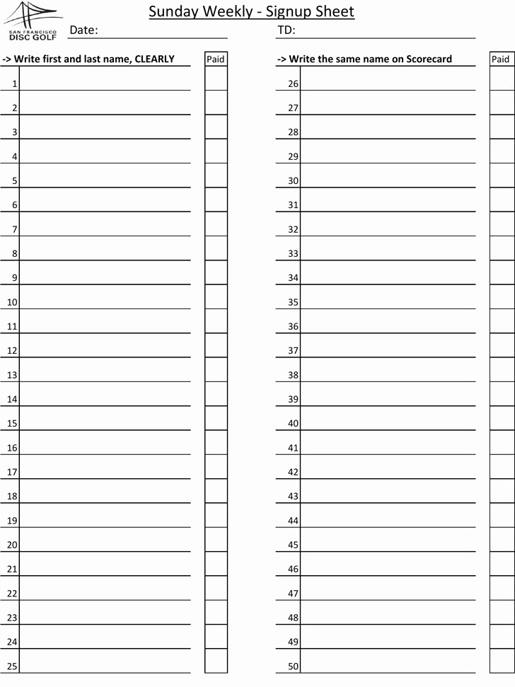 Weekly Sign In Sheet Template Fresh 10 Sign Up Sheet Template Free Download