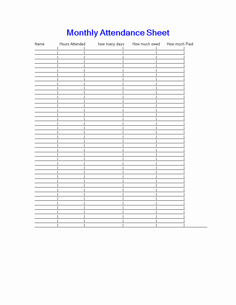 Weekly Sign In Sheet Template Inspirational Free Monthly attendance Sign In Sheet