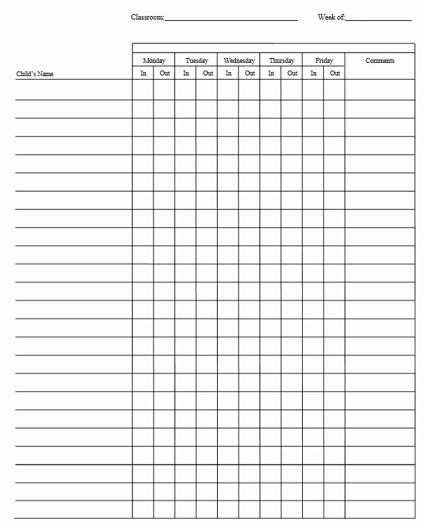 Weekly Sign In Sheet Template Unique 9 Free Sample Child Care Sign In Sheet Templates