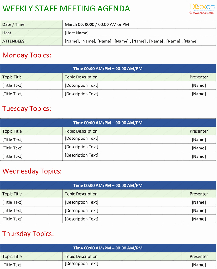 Weekly Staff Meeting Agenda Template Lovely Staff Meeting Agenda Template Write An Effective Agenda