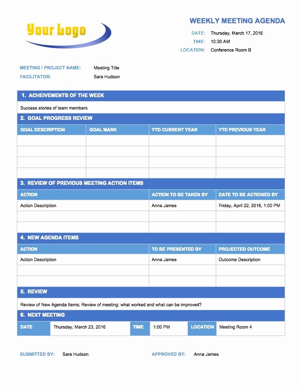 Weekly Staff Meeting Agenda Template Lovely Weekly Meeting Agenda Template Invitation Template