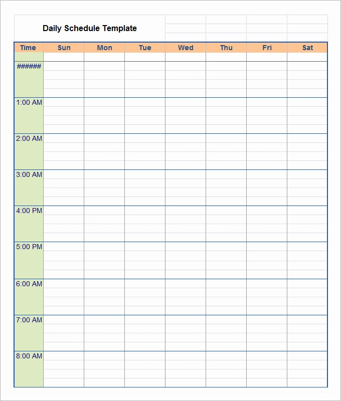Weekly Time Schedule Template Excel Elegant Daily Schedule Template 37 Free Word Excel Pdf